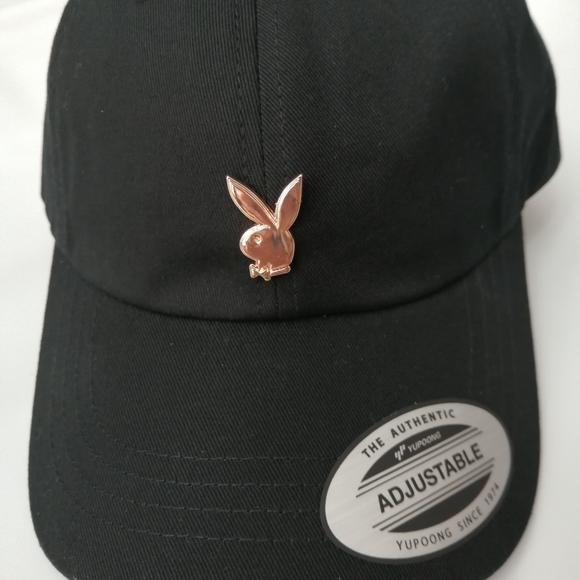 Customized Playboy Rose Gold Pin Black Dad Hat - Picture 3 of 9